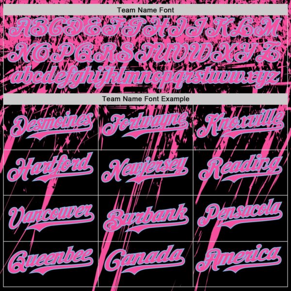 Custom Black Pink-Light Blue Distressed Scratch Brush Stroke Authentic Baseball Jersey