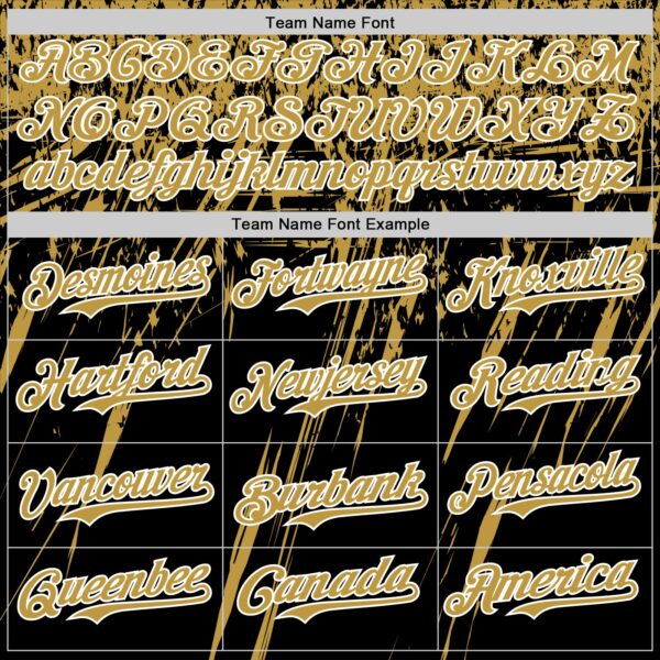Custom Black Old Gold-White Distressed Scratch Brush Stroke Authentic Baseball Jersey
