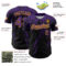 Custom Black Purple-Yellow Distressed Scratch Brush Stroke Authentic Baseball Jersey