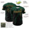 Custom Black Kelly Green-Old Gold Distressed Scratch Brush Stroke Authentic Baseball Jersey