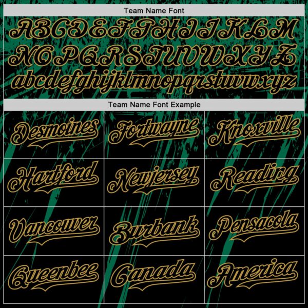 Custom Black Kelly Green-Old Gold Distressed Scratch Brush Stroke Authentic Baseball Jersey