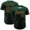 Custom Black Kelly Green-Old Gold Distressed Scratch Brush Stroke Authentic Baseball Jersey