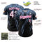Custom Black White Light Blue-Pink Distressed Scratch Brush Stroke Authentic Baseball Jersey