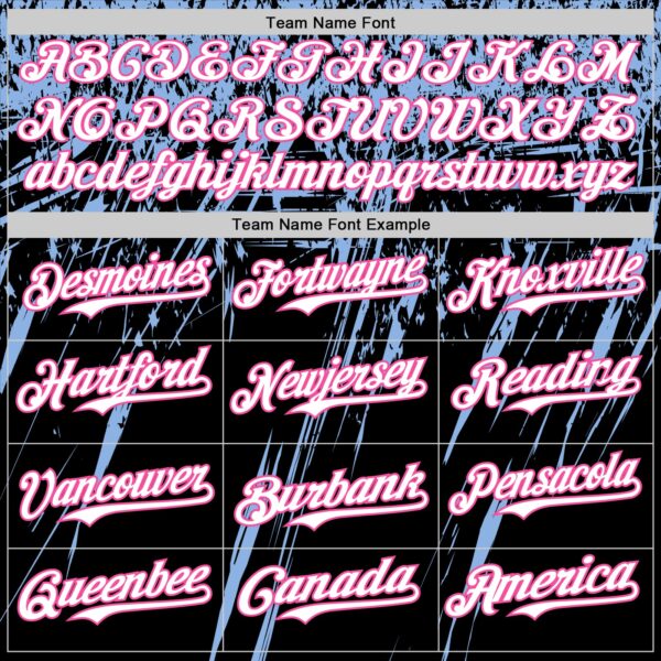 Custom Black White Light Blue-Pink Distressed Scratch Brush Stroke Authentic Baseball Jersey