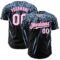 Custom Black White Light Blue-Pink Distressed Scratch Brush Stroke Authentic Baseball Jersey