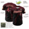 Custom Black Crimson-Cream Distressed Scratch Brush Stroke Authentic Baseball Jersey