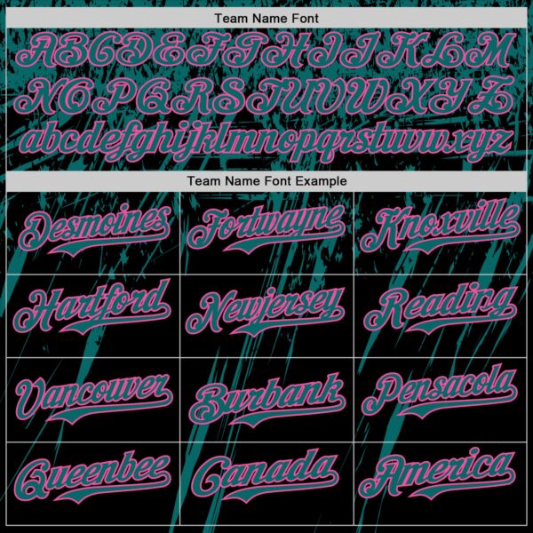 Custom Black Teal-Pink Distressed Scratch Brush Stroke Authentic Baseball Jersey