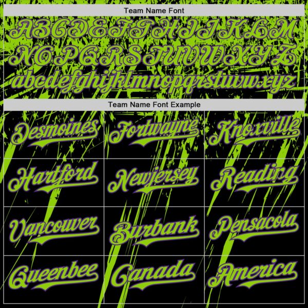 Custom Black Neon Green-Purple Distressed Scratch Brush Stroke Authentic Baseball Jersey
