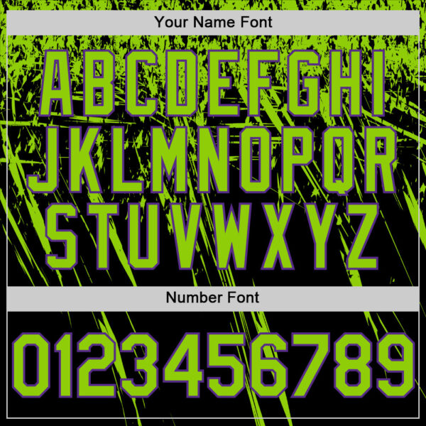 Custom Black Neon Green-Purple Distressed Scratch Brush Stroke Authentic Baseball Jersey