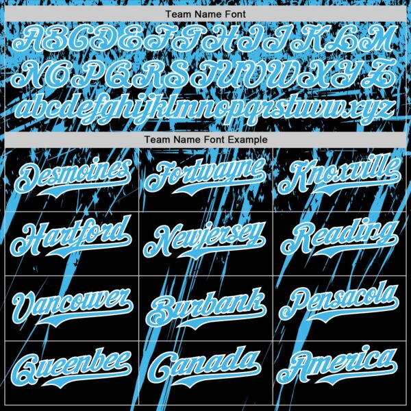 Custom Black Sky Blue-White Distressed Scratch Brush Stroke Authentic Baseball Jersey