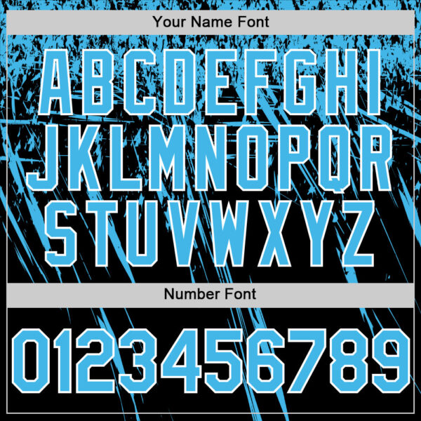 Custom Black Sky Blue-White Distressed Scratch Brush Stroke Authentic Baseball Jersey