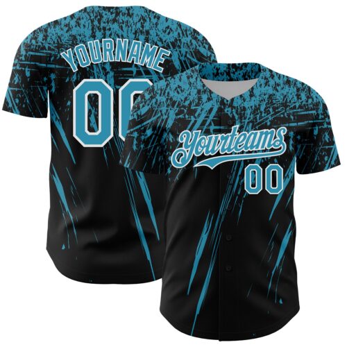 3DPattern13431 Custom Black Panther Blue-White Distressed Scratch Brush Stroke Authentic Baseball Jersey