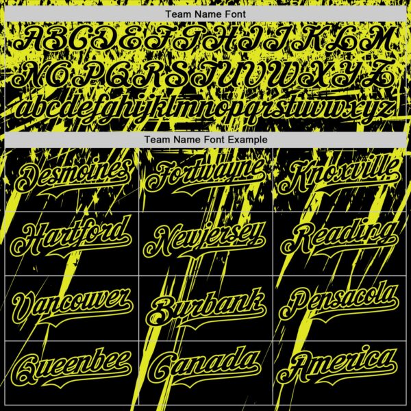 Custom Black Neon Yellow Distressed Scratch Brush Stroke Authentic Baseball Jersey