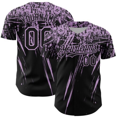 3DPattern13434 Custom Black Light Purple Distressed Scratch Brush Stroke Authentic Baseball Jersey