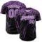 Custom Black Medium Purple-White Distressed Scratch Brush Stroke Authentic Baseball Jersey