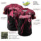 Custom Black Neon Pink-White Distressed Scratch Brush Stroke Authentic Baseball Jersey
