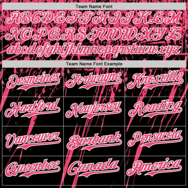 Custom Black Neon Pink-White Distressed Scratch Brush Stroke Authentic Baseball Jersey
