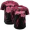 Custom Black Neon Pink-White Distressed Scratch Brush Stroke Authentic Baseball Jersey