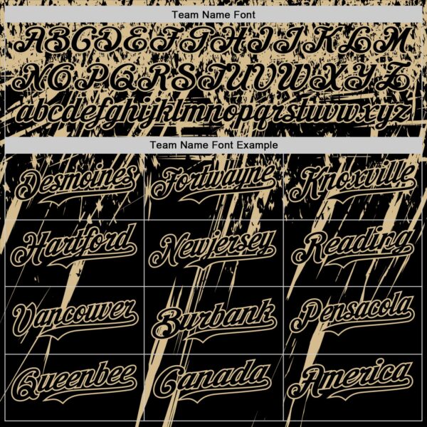 Custom Black Vegas Gold Distressed Scratch Brush Stroke Authentic Baseball Jersey