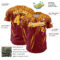 Custom Crimson Gold-White Distressed Scratch Brush Stroke Authentic Baseball Jersey
