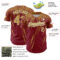 Custom Crimson Old Gold-White Distressed Scratch Brush Stroke Authentic Baseball Jersey