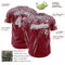 Custom Crimson Gray-White Distressed Scratch Brush Stroke Authentic Baseball Jersey