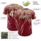 Custom Crimson Cream-Black Distressed Scratch Brush Stroke Authentic Baseball Jersey