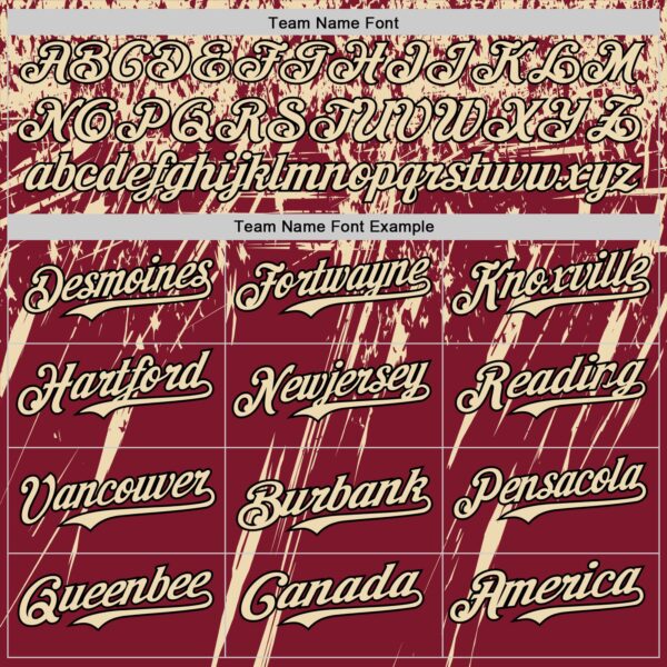 Custom Crimson Cream-Black Distressed Scratch Brush Stroke Authentic Baseball Jersey