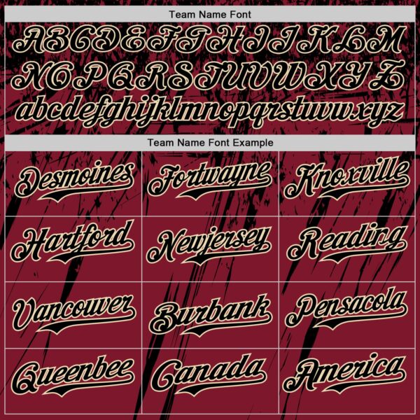 Custom Crimson Black-Cream Distressed Scratch Brush Stroke Authentic Baseball Jersey