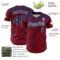 Custom Crimson Navy-White Distressed Scratch Brush Stroke Authentic Baseball Jersey
