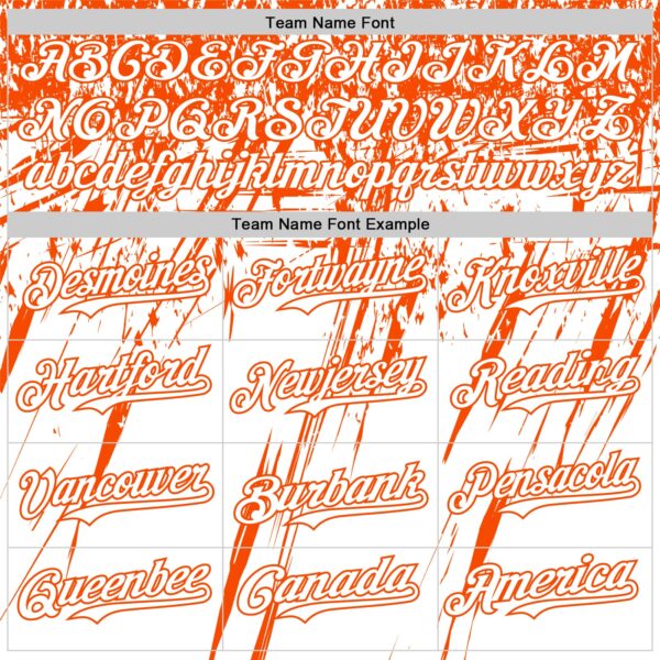 Custom White Orange Distressed Scratch Brush Stroke Authentic Baseball Jersey