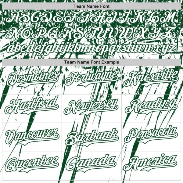 Custom White Green Distressed Scratch Brush Stroke Authentic Baseball Jersey