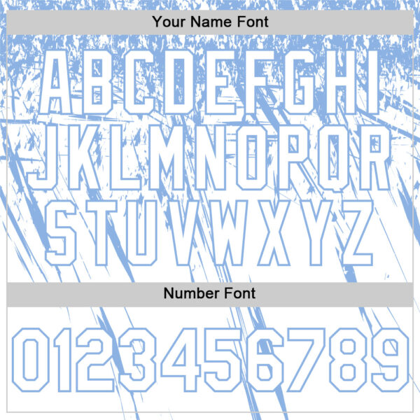 Custom White Light Blue Distressed Scratch Brush Stroke Authentic Baseball Jersey