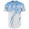 Custom White Electric Blue Distressed Scratch Brush Stroke Authentic Baseball Jersey