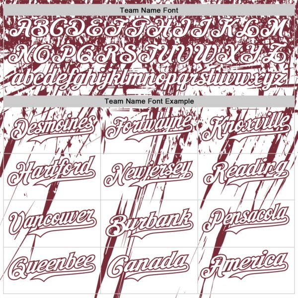 Custom White Burgundy Distressed Scratch Brush Stroke Authentic Baseball Jersey