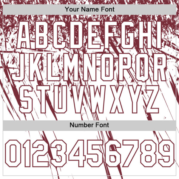 Custom White Burgundy Distressed Scratch Brush Stroke Authentic Baseball Jersey
