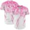 Custom White Pink Distressed Scratch Brush Stroke Authentic Baseball Jersey