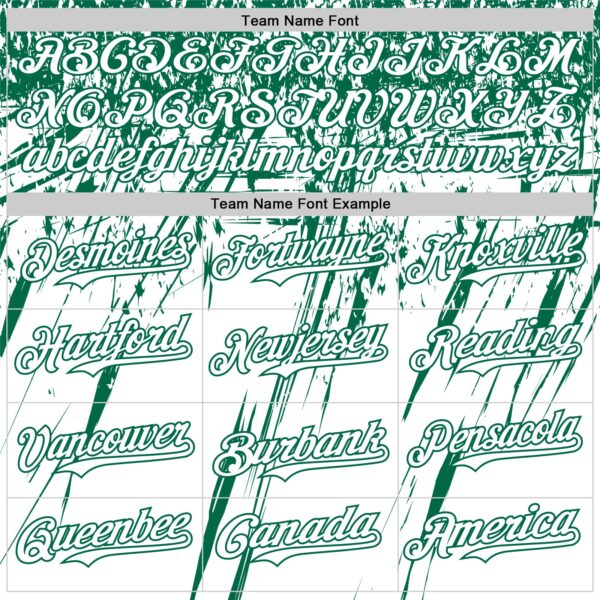 Custom White Kelly Green Distressed Scratch Brush Stroke Authentic Baseball Jersey
