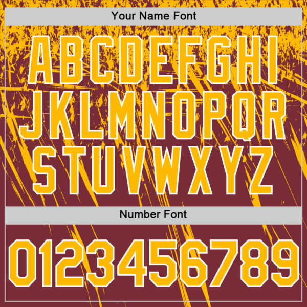 Custom Burgundy Gold-White Distressed Scratch Brush Stroke Authentic Baseball Jersey