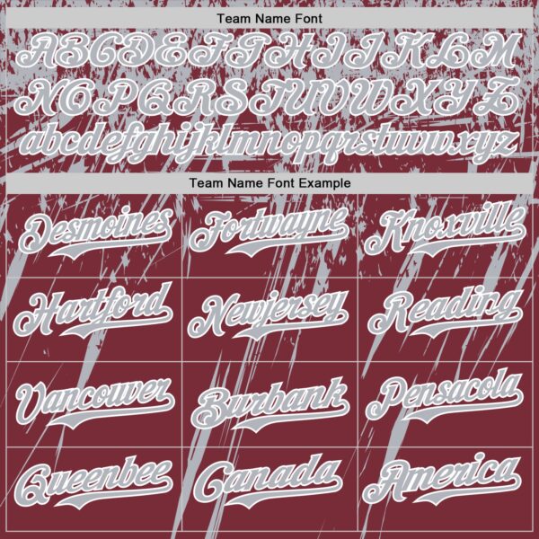 Custom Burgundy Gray-White Distressed Scratch Brush Stroke Authentic Baseball Jersey