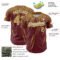 Custom Burgundy Old Gold-White Distressed Scratch Brush Stroke Authentic Baseball Jersey