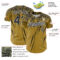 Custom Old Gold Black-White Distressed Scratch Brush Stroke Authentic Baseball Jersey