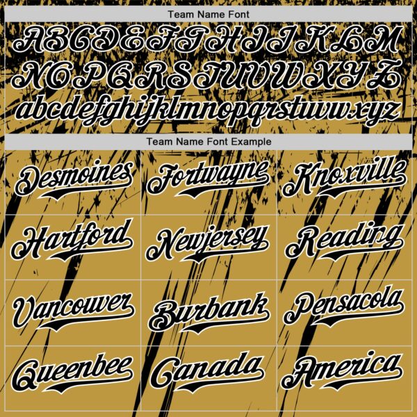 Custom Old Gold Black-White Distressed Scratch Brush Stroke Authentic Baseball Jersey