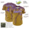 Custom Old Gold Purple-White Distressed Scratch Brush Stroke Authentic Baseball Jersey