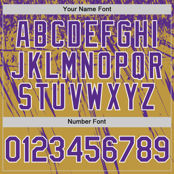 Custom Old Gold Purple-White Distressed Scratch Brush Stroke Authentic Baseball Jersey