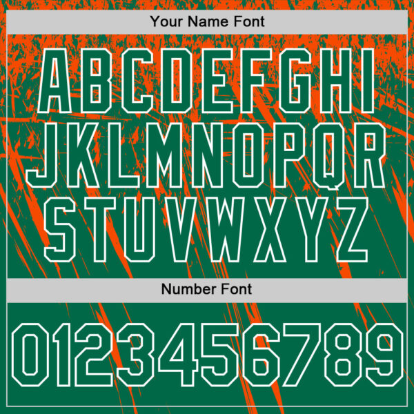 Custom Kelly Green Orange-White Distressed Scratch Brush Stroke Authentic Baseball Jersey