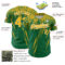 Custom Kelly Green Gold-White Distressed Scratch Brush Stroke Authentic Baseball Jersey