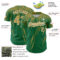 Custom Kelly Green Old Gold-White Distressed Scratch Brush Stroke Authentic Baseball Jersey