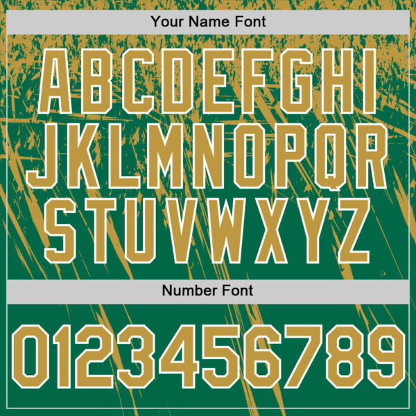 Custom Kelly Green Old Gold-White Distressed Scratch Brush Stroke Authentic Baseball Jersey