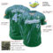 Custom Kelly Green Light Blue-White Distressed Scratch Brush Stroke Authentic Baseball Jersey